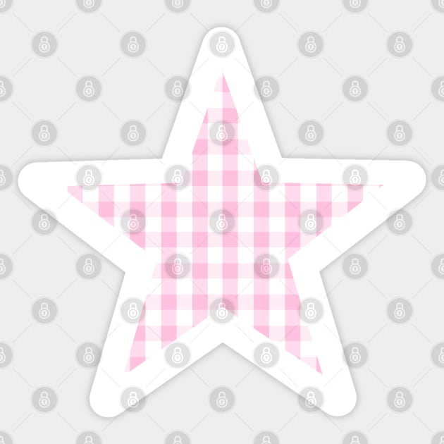 Soft Pink Gingham Star Sticker by bumblefuzzies